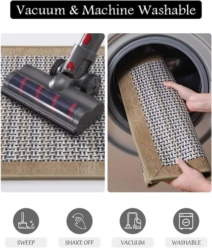 Miniatura 7 de PADOOR Tapetes de cocina para piso, alfombras de cocina antideslizantes, lavables, con parte trasera de goma, súper absorbente, alfombra para Marrón