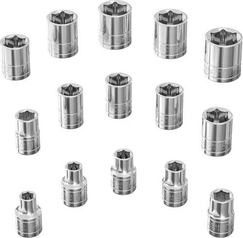 Miniatura 12 de Olsa Tools Juego de llaves profundas SAE - 1/4 pulgadas, 13 piezas - 6 puntas cromadas de 1/8" a 5/8" y tamaños sin saltos - Juego de llaves de vaso