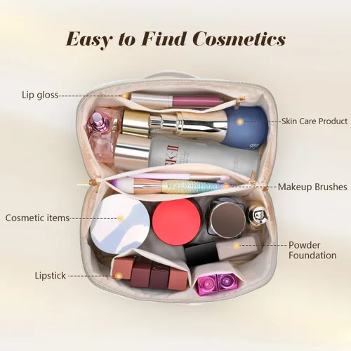 Miniatura 3 de Bolsa de cosméticos de viaje de gran capacidad, Beige, C Taza