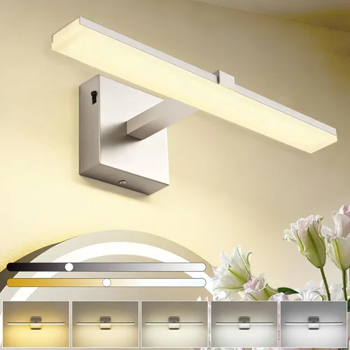 Miniatura 18 de Luz de tocador de baño negra de 32 pulgadas, LED moderna, 3CCT, regulable, 24 W, luminarias de baño sobre espejo 3000 K/4500 K/6000 K, 3