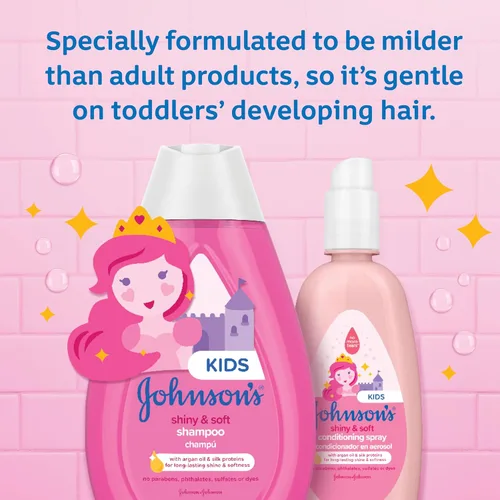 Miniatura 2 de Johnson's Shiny & Soft - Champú para niños con aceite de argán y proteínas de seda, el lavado diario del cabello de los niños limpia suavemente