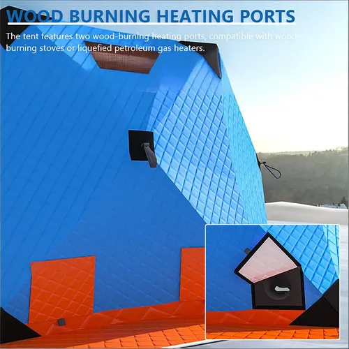 Miniatura 5 de Refugio portátil de pesca en hielo para 3 a 8 personas, tienda de campaña de pesca en hielo con aislamiento hexagonal con bolsa de transporte