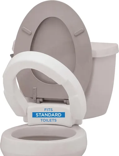 Miniatura 9 de NOVA Asiento de inodoro elevado para personas mayores y recuperación poscirugía: diseño alargado atornillado debajo del asiento utiliza asiento