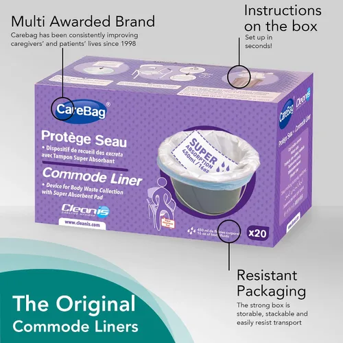 Miniatura 4 de Cleanis CareBag - Forros desechables para cómoda, superabsorbentes, a prueba de fugas y con control de olores para cubos de cómoda de noche, 60
