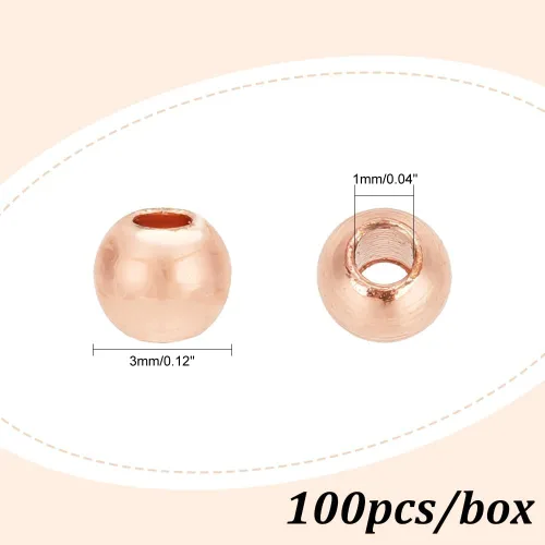 Miniatura 2 de PH PandaHall 100 espaciadores redondos de latón de 0.118 pulgadas para pulseras, collares, joyas, manualidades, oro rosa