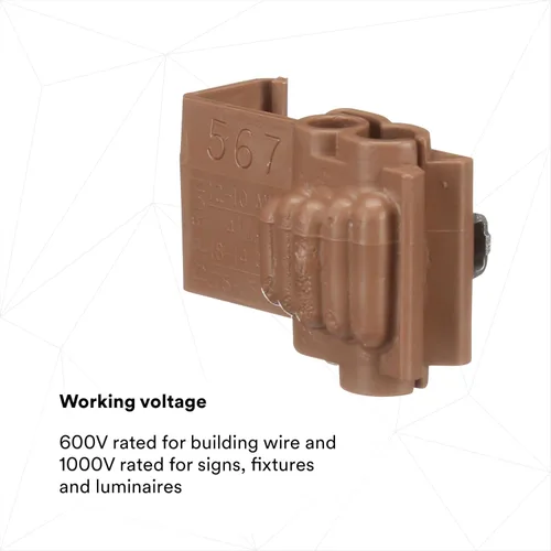 Miniatura 5 de 3M Scotchlok Conectores de derivación con autopelado 567, funcionamiento y grifo, marrón, calibre de alambre estadounidense 18-14 AWG (grifo), 12-10