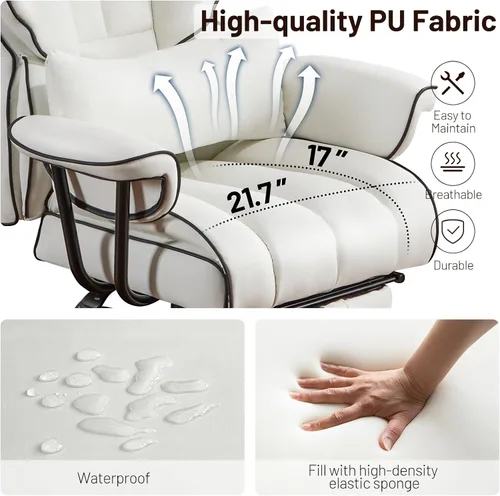 Miniatura 7 de Furniliving Silla de Oficina Grande y Alta 400lbs, Silla de Escritorio Ejecutiva de Oficina Asiento Ancho, Reclinable Ajustable, Soporte Lumbar