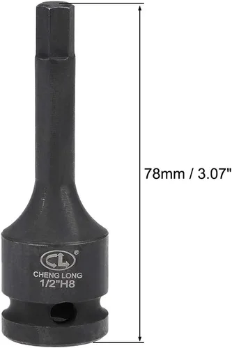 Miniatura 4 de uxcell Broca hexagonal de impacto de 1/2 pulgada x H8 (0.315 in), métrica de 3 pulgadas de longitud, uso de acero CR-MO con destornilladores
