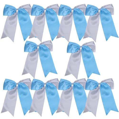 Miniatura 43 de Lazos de animadora jumbo de 8 pulgadas con diamantes de imitación brillantes para cola de caballo, lazos de porrista, 6 unidades, color negro