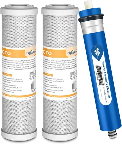 Membrane Solutions FX12P FX12M Filtros de repuesto compatibles con sistemas de agua de ósmosis inversa GE GXRM10RBL GXRV10ABL (membrana RO de 36 GPD