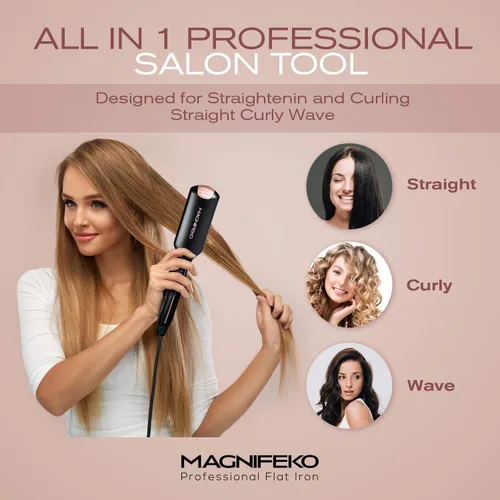Miniatura 4 de Plancha profesional de plancha plana para el cabello, con placa ancha y pantalla digital, alisadores de pelo de titanio de doble voltaje