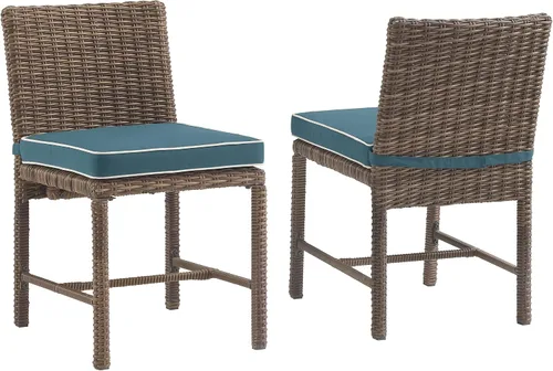 Crosley Furniture Bradenton - Juego de 2 sillas para exteriores, sillas de mimbre para patio, terraza, patio trasero, color marrón desgastado con