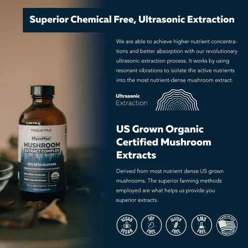Miniatura 5 de Complejo de Hongos MycoMax - 70% Beta Glucanos, Suplemento de Hongos de Máxima Potencia, Cultivado en EE. UU. + Extracción Ultrasónica - Melena