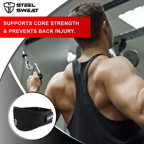 Miniatura 3 de Steel Sweat Cinturón de levantamiento de pesas – Nylon de 6 pulgadas firme y cómodo soporte de espalda, mejor para entrenamientos en el gimnasio