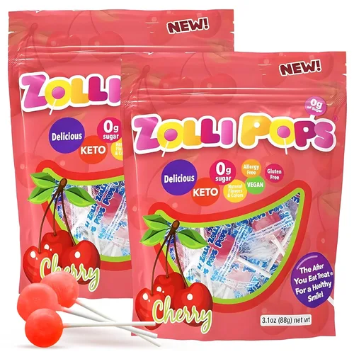 Miniatura 21 de Zollipops Caramelo y manzana verde, 10.4 onzas, sin azúcar, sin alergias, vegano, apto para dieta cetogénica y diabética, caramelo de dientes limpios