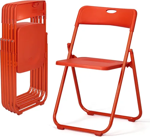 Miniatura 23 de Karl home Silla plegable de 6 piezas, silla plegable ligera de plástico de 300 libras, marco de metal reforzado fácil de plegar y almacenar