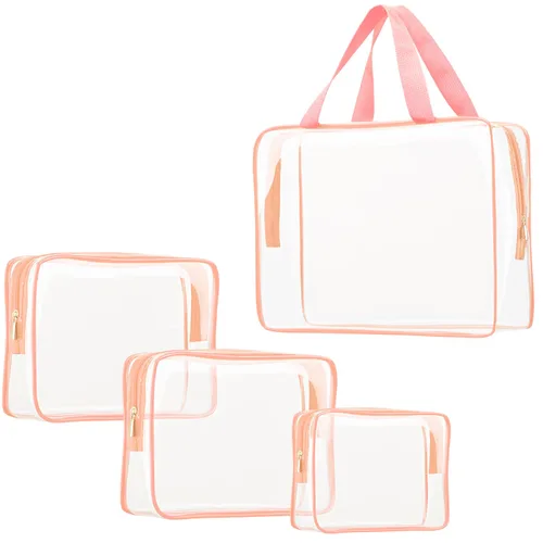 Miniatura 39 de Kit de 3 piezas de bolsas de artículos de aseo de viaje de PVC cristalino para mujeres y hombres, organizador de embalaje de vinilo impermeable