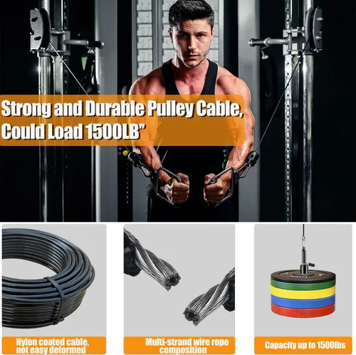 Miniatura 5 de Cable de polea para gimnasio en casa, cable de repuesto para máquina de cable de polea, longitud de la cuerda de alambre de 65.6/98.4 pies para 65.6
