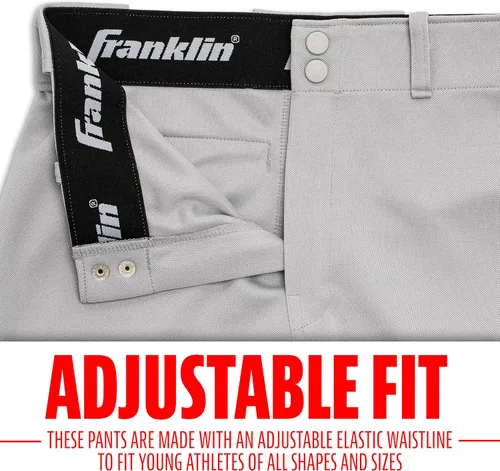 Miniatura 3 de Franklin Sports Pantalones de béisbol y sóftbol juveniles, hasta la rodilla + pantalones de béisbol de ajuste relajado para niños, color blanco