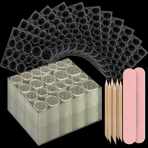 1440 piezas de 60 hojas adhesivas de uñas para uñas a presión, impermeables, transpirables, pestañas adhesivas de gelatina para uñas de doble cara,