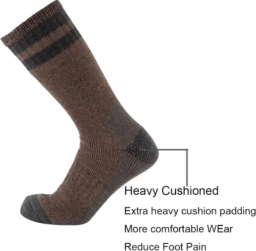 Miniatura 3 de CEREBRO Calcetines de lana merino para hombre, calcetines acolchados a media pantorrilla, que absorben la humedad, calcetines de senderismo