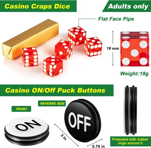 Miniatura 3 de Leyndo Juego de mesa de dados, incluye alfombrilla de goma de 35 x 70 pulgadas, dados AAA de 0.748 in, botones de encendido/apagado de 3 pulgadas