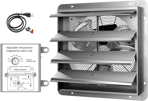 Miniatura 20 de iPower Ventilador de escape de obturador de 10 pulgadas de aluminio, alta velocidad 1650RPM, 820CFM, 1 paquete, plateado