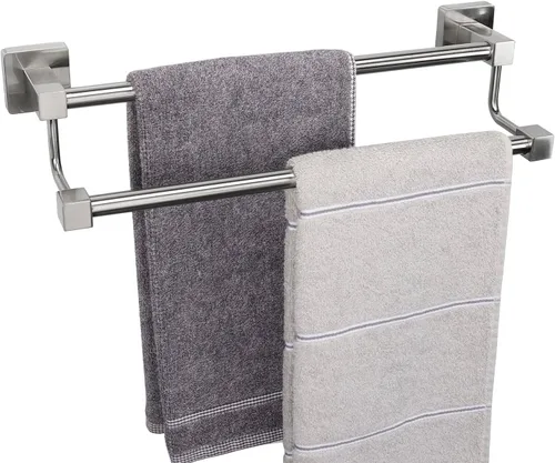 Miniatura 13 de TocTen Barra Doble para Toallas de Baño - Toallero de Acero Inoxidable SUS304 Reforzado para Baño, Accesorios de Baño Barra Doble para Toallas