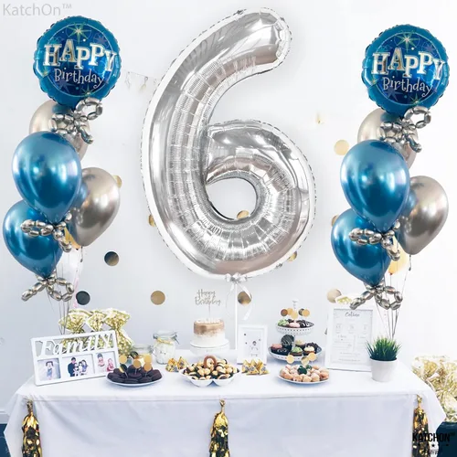 Miniatura 704 de KatchOn, Globo azul del número 1 para el primer cumpleaños, grande, 40 pulgadas, globo azul número 1 para primer cumpleaños, globo azul marino