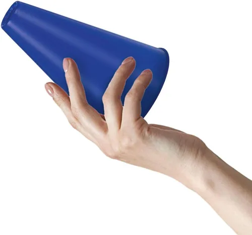 Miniatura 3 de Megáfono de plástico azul (8.25 x 6 pulgadas), 1 unidad, diseño ecológico y ligero, ideal para eventos deportivos, fiestas y animadoras