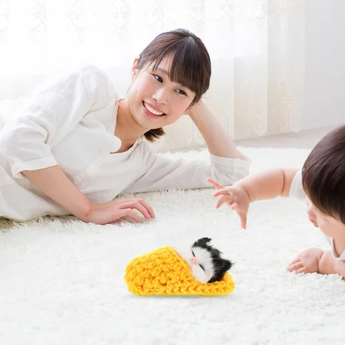 Miniatura 7 de Ciieeo Gato dormido en zapatilla de juguete con sonidos de maullidos mini gatito en decoración de zapatos para niños y niñas para fiestas de Navidad