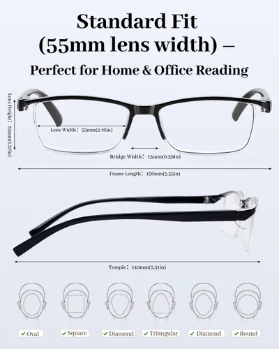 Miniatura 5 de LUFF Reading Glasses 4 Pack, TR90 Lightweight Blue Light Blocking Readers with Spring Hinges, Computer Reading for Men Women