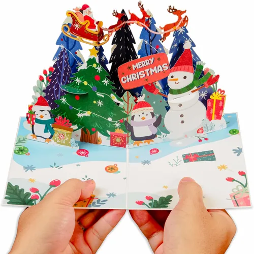 Miniatura 3 de Paper Love Frndly Tarjeta Emergente de Navidad, Noche de Navidad 3D, Regalo para Navidad o Vacaciones - 100% Reciclada y Ecológica, Cubierta de 5" x