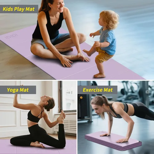 Miniatura 7 de Esterilla de yoga plegable extra grande de 74 x 31.5 pulgadas, 0.315 pulgadas, de doble cara, antideslizante, ligera, para adultos y niños, portátil