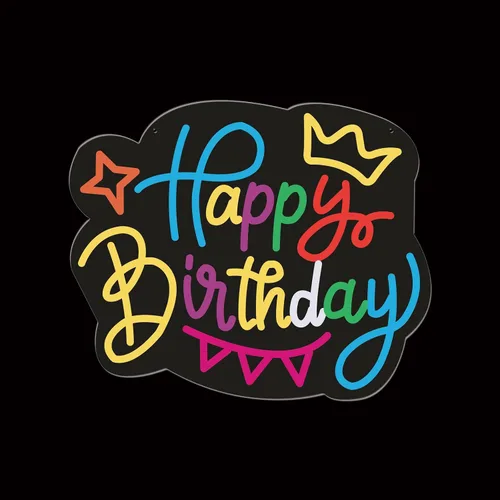 Miniatura 7 de Letrero de neón de feliz cumpleaños, luces LED alimentadas por USB, decoración de pared para fiesta de cumpleaños con bonito diseño, fácil