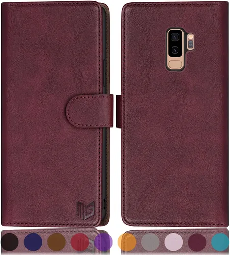 Miniatura 10 de SUANPOT Funda de piel tipo cartera para Samsung Galaxy S9+ / S9 Plus 6.2 (no S9 5.8") con bloqueo RFID, tarjetero de crédito, funda de poliuretano
