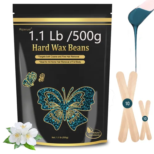 Miniatura 9 de Cuentas de cera dura para depilación de piel sensible, granos de cera de perlas sin dolor de 1.1 libras con 20 espátulas para bikini, cejas