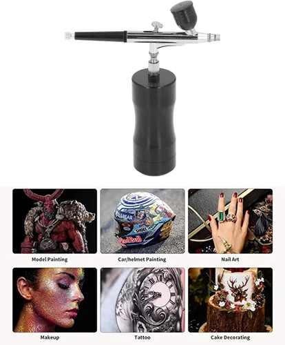 Miniatura 7 de Kit de aerógrafo inalámbrico con compresor, juego de pistola de aerógrafo portátil de mano de 27 PSI, cepillos de aire de carga USB para tatuajes