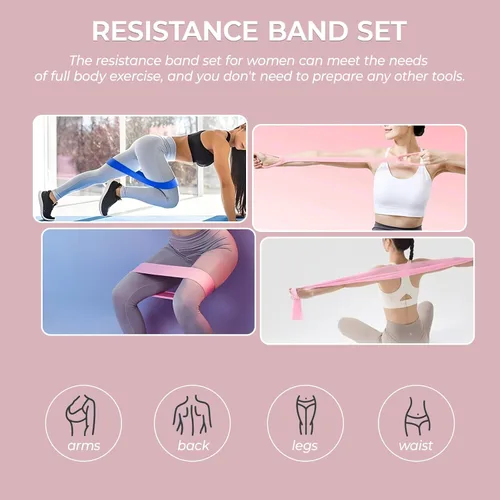 Miniatura 7 de Banda de resistencia, banda de pilates, bandas de entrenamiento para mujeres, banda de resistencia figura 8, juego de 14 bandas de ejercicio