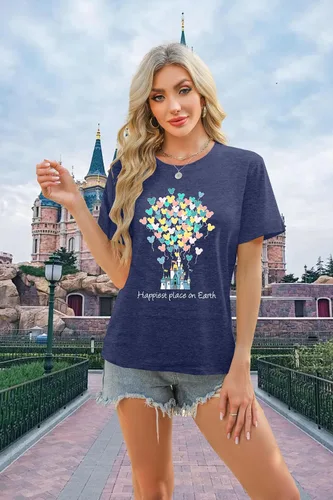 Miniatura 5 de Camisas mágicas para mujer, camisa Magic Kingdom, camiseta de manga corta con el lugar más feliz de la tierra, camiseta de vacaciones familiares