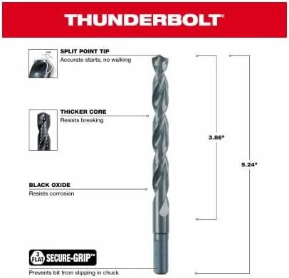 Miniatura 8 de MILWAUKEE ELECTRIC TOOL 48-89-2732 - Broca Thunderbolt 13/32" Óxido Negro