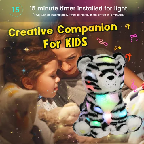 Miniatura 8 de Hopearl Perezoso de peluche con luces LED y música, perezoso de tres dedos flexible de felpa, con luces de noche que brillan en la oscuridad