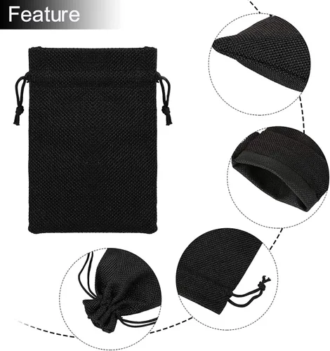 Miniatura 3 de 50 bolsas de regalo de arpillera con cordón de 2.7 x 3.5 pulgadas, bolsas de yute para joyas, bolsas de lino, Halloween, bodas, fiestas, bolsas
