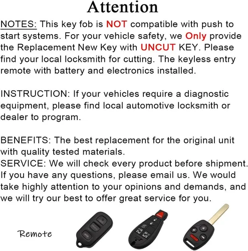 Miniatura 6 de Llavero remoto de entrada para automóvil 2006 - 2013 para Honda Civic EX Coupé 2006 - 2013 para Honda Civic EX Sedan 2006 - 2013 para Honda Civic