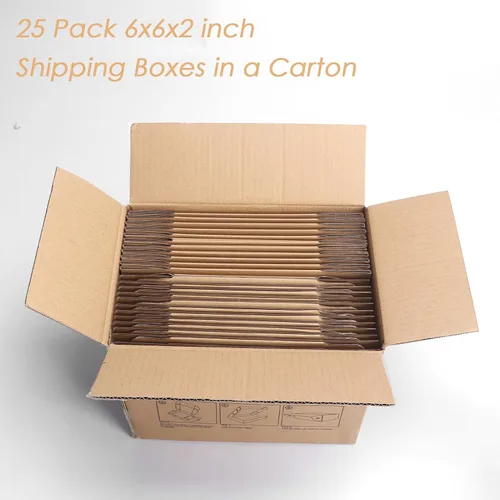 Miniatura 8 de PHAREGE - Paquete de 25 cajas de envío de 6 x 6 x 2 pulgadas, cajas de cartón corrugado marrón, cajas de correo pequeñas para embalaje de pequeñas