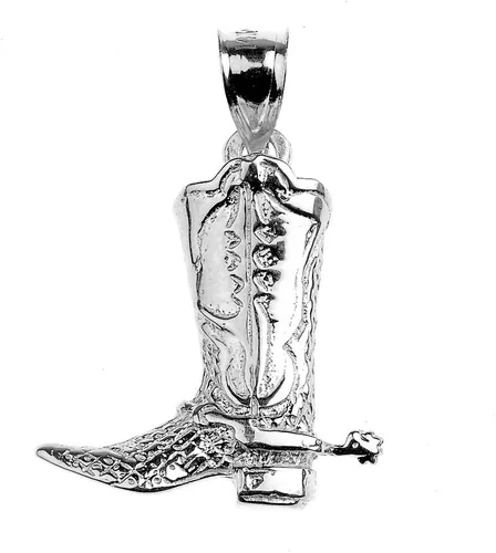 Miniatura 2 de Colgante de plata de ley 925 con diseño de botas de vaquero de la suerte