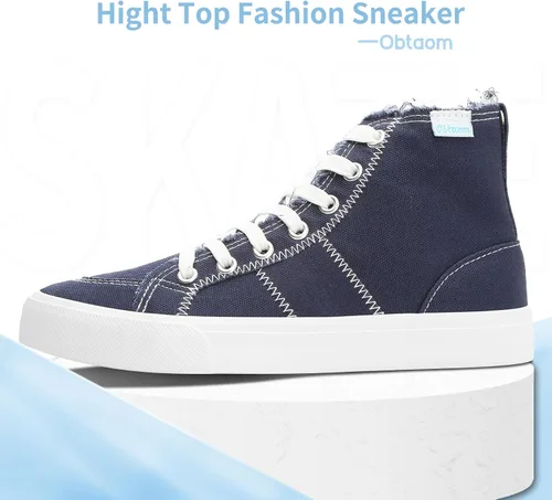 Miniatura 61 de Obtaom Zapatos de lona de alta calidad para mujer/hombre para jugar a media pantorrilla, zapatillas de deporte de moda casuales con cordones de alta