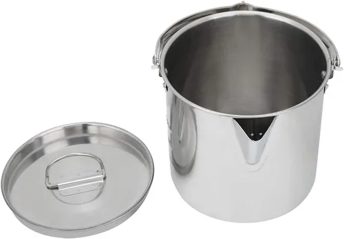 Miniatura 6 de TOPINCN Olla de acero inoxidable utensilios de cocina portátil colgante olla de agua hervidor de agua al aire libre camping senderismo cafetera