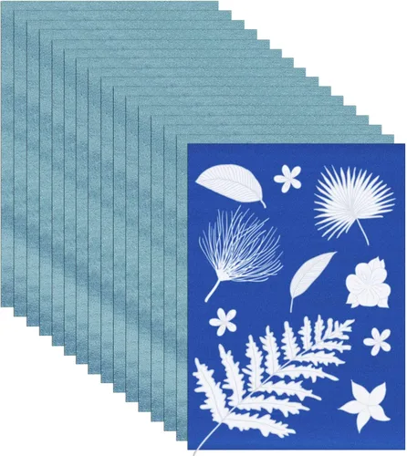 Miniatura 8 de Spakon 32 hojas de papel de impresión solar cianotipo A4 A5 papel de dibujo solar Sensibilidad naturaleza impresión para adultos Artes Artesanías