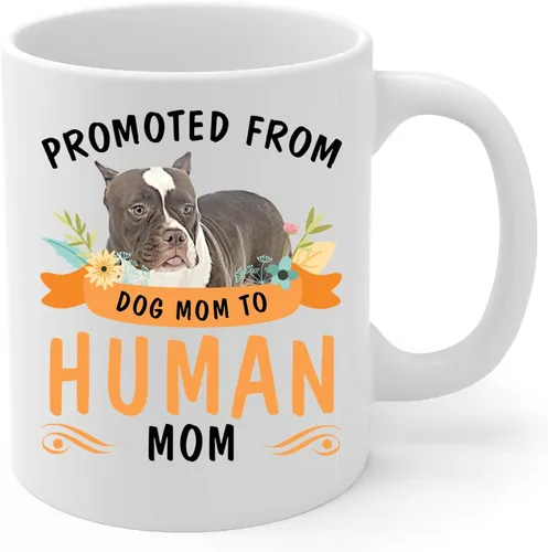 Miniatura 2 de Promoted from Brown American Bully Dog Mom to Human Mom Coffee Mug White Ceramic Cup 11oz